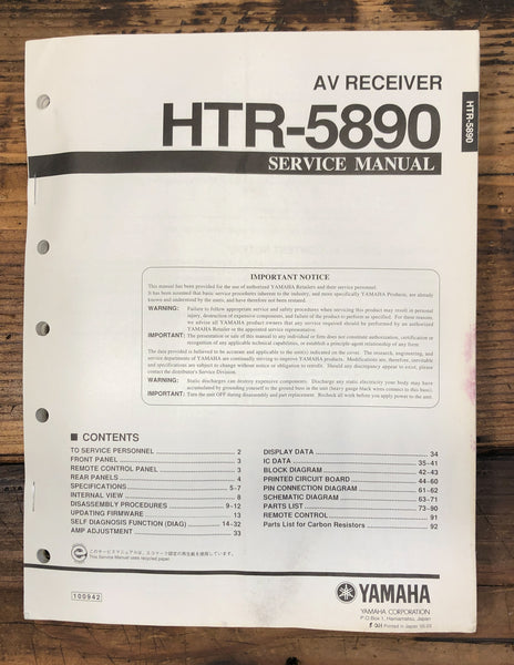 Yamaha HTR-5890 AV Receiver  Service Manual *Original*
