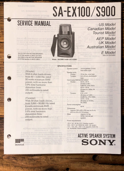 Sony SA-EX100 SA-S900 Speaker  Service Manual *Original*