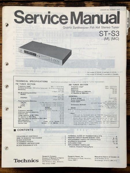 Technics ST-S3 Tuner  Service Manual *Original*