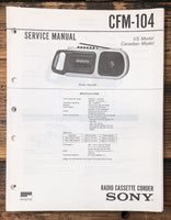 Sony CFM-104 Radio Cassette  Service Manual *Original*