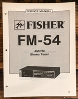 Fisher FM-54 Tuner  Service Manual *Original*
