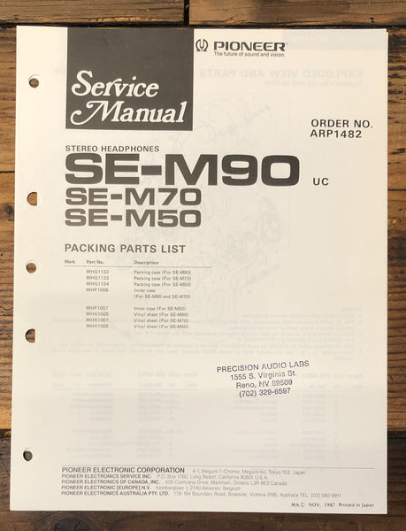 Pioneer SE-M50 SE-M70 SE-M90 Headphones  Service Manual *Original*