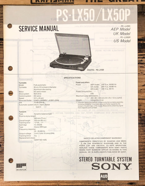 Sony PS-LX50 -LX50P Record Player / Turntable  Service Manual *Original*