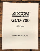 Adcom GCD-700 CD Player  Owner / User Manual *Original*