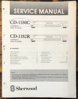 Sherwood CD-1180C CD-1182R CD Player  Service Manual *Original*