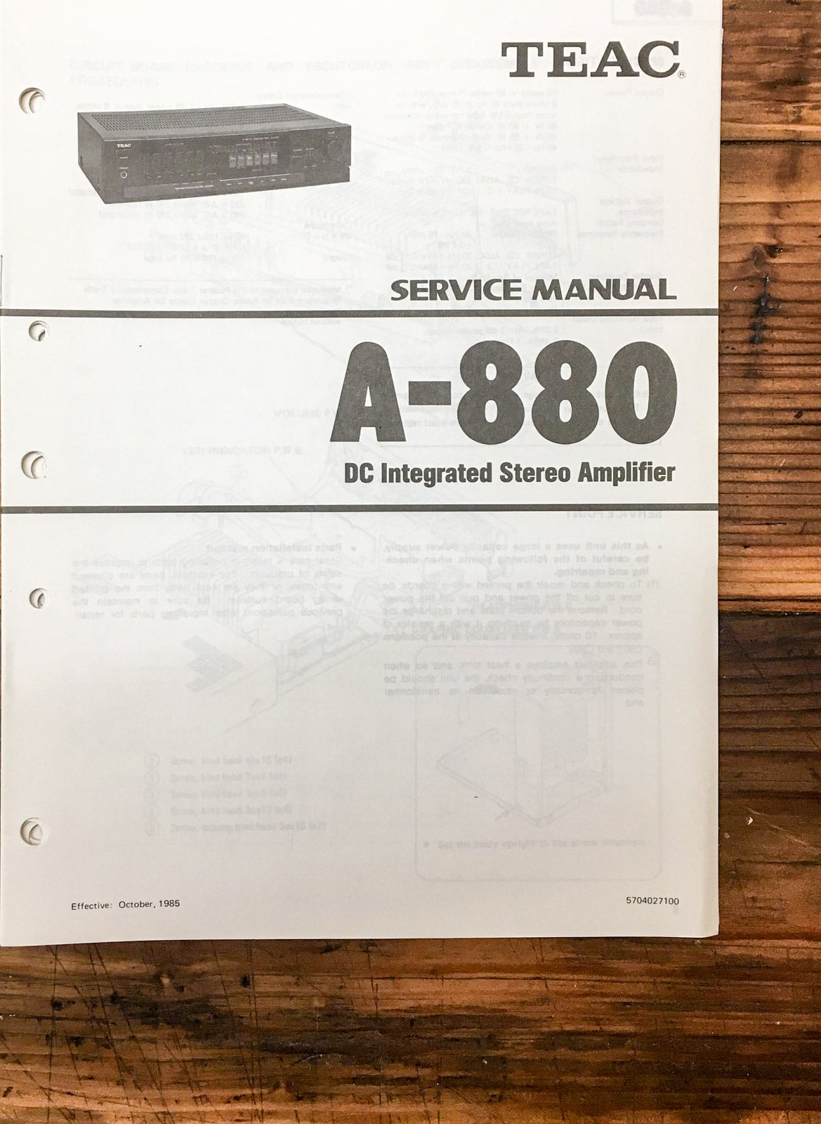 Teac A-880 Amplifier  Service Manual *Original*