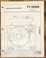 Marantz TT2000 TT-2000 Record Player / Turntable Service Manual *Original*