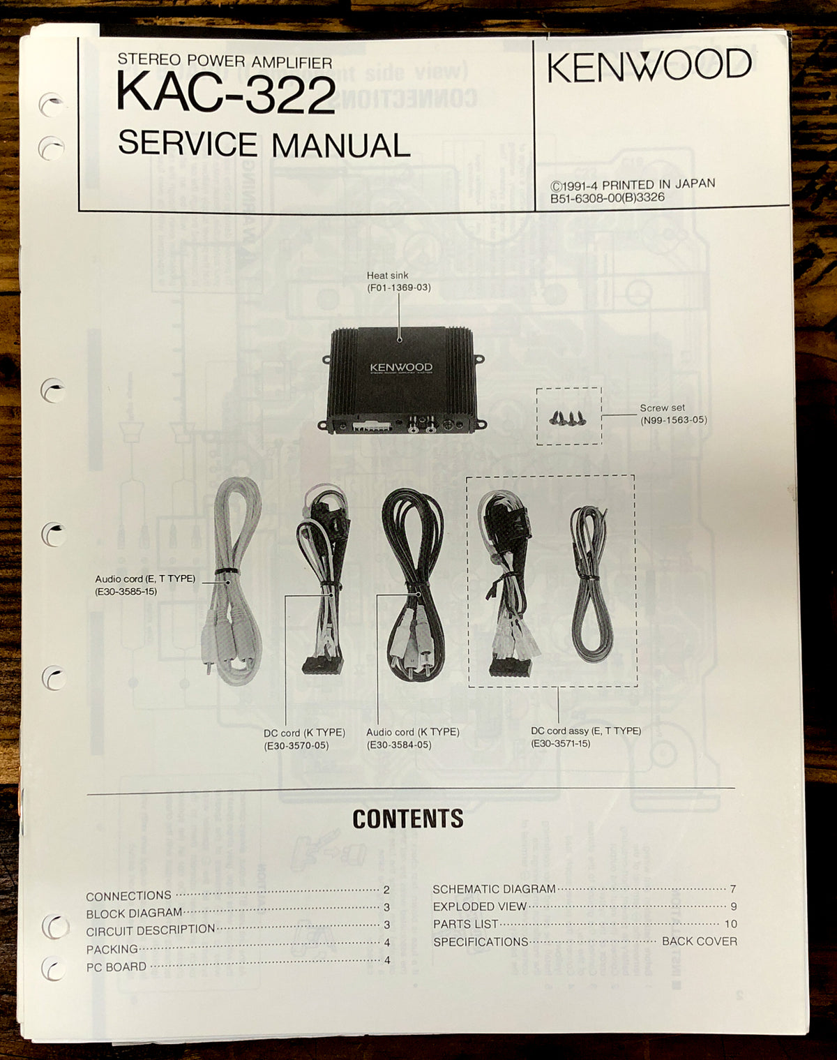 Kenwood KAC-322 Amplifier  Service Manual *Original*