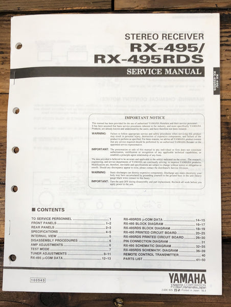 Yamaha RX-495 RX-495RDS Receiver Service Manual *Original*
