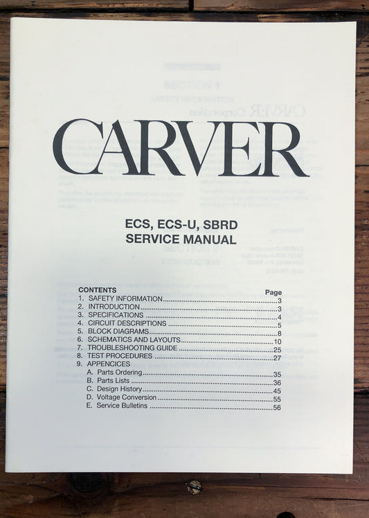 Carver ECS ECS-U SBRD  Service Manual *Original*