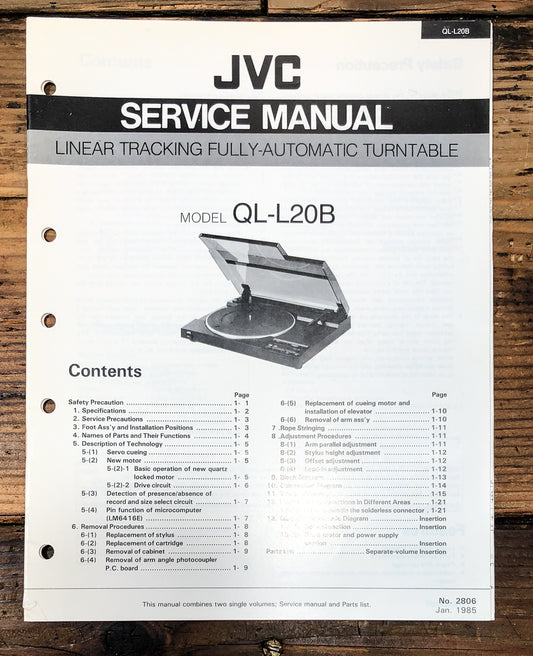 JVC QL-L20B Record Player / Turntable Service Manual *Original*