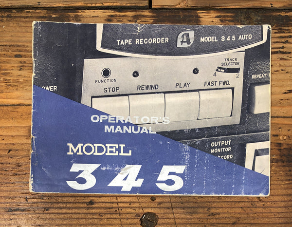 Akai Model 345 Reel to Reel / Tape Owners / User Manual *Original*