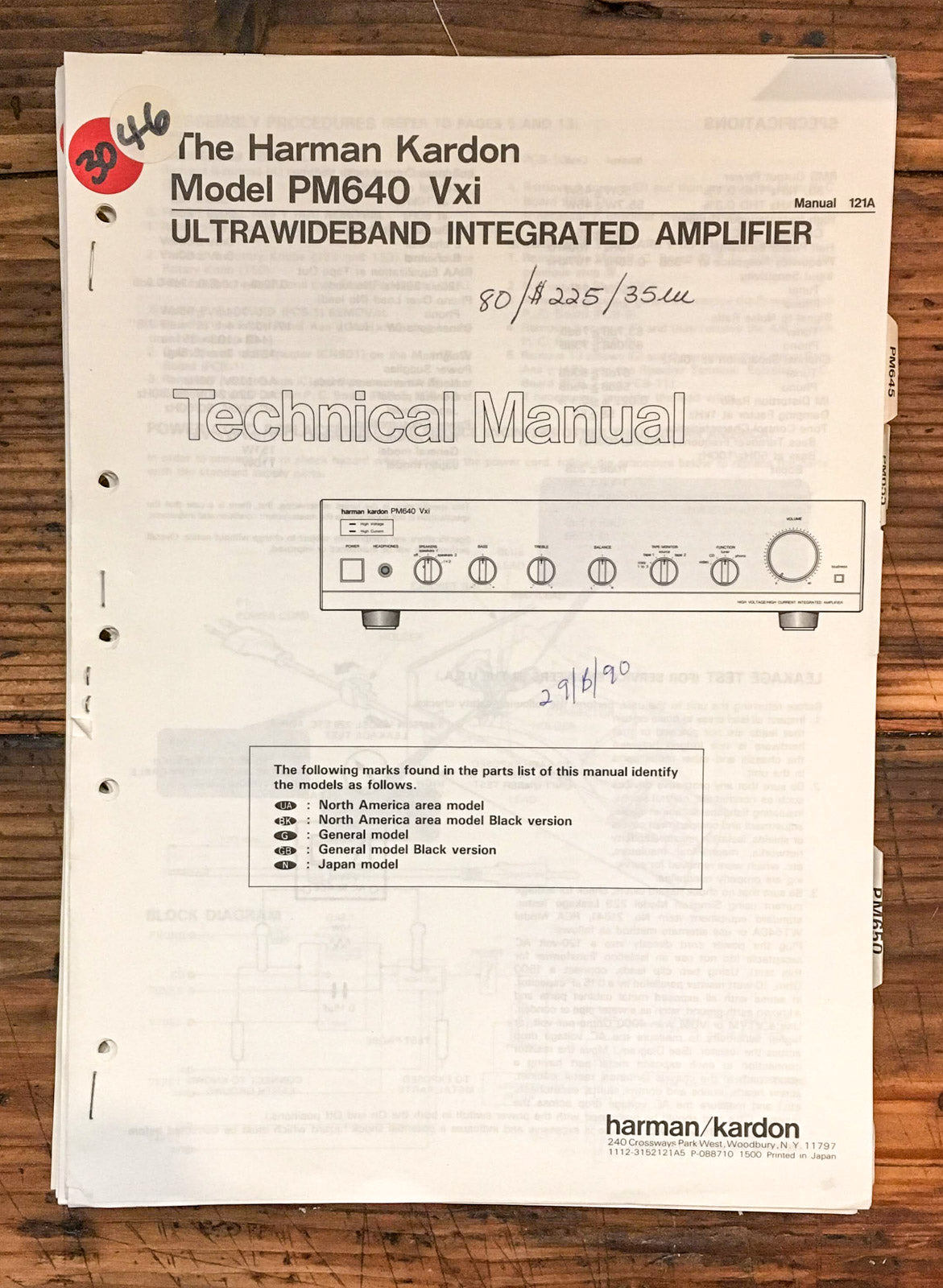 Harman Kardon PM640 Vxi Amplifier  Service Manual *Original*