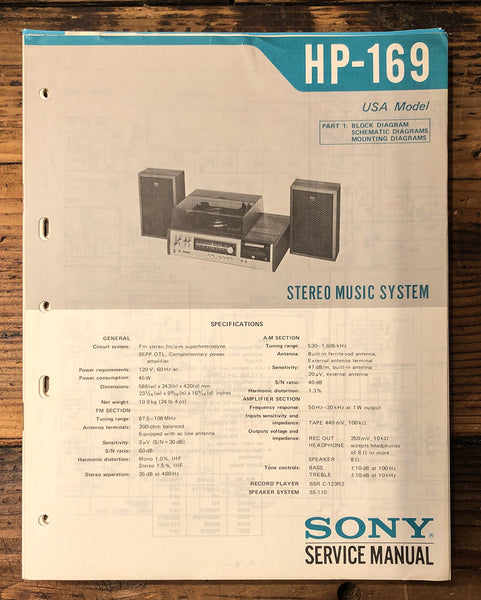 Sony HP-169 Stereo  Service Manual *Original*