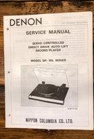 Denon DP-30L Record Player / Turntable Service Manual *Original*