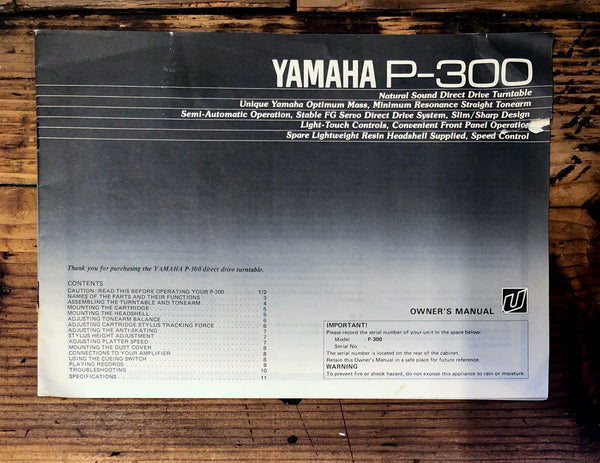 Yamaha P-300 Turntable  Owner / User Manual *Original*