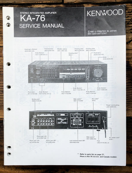 Kenwood KA-76 Amplifier  Service Manual *Original*