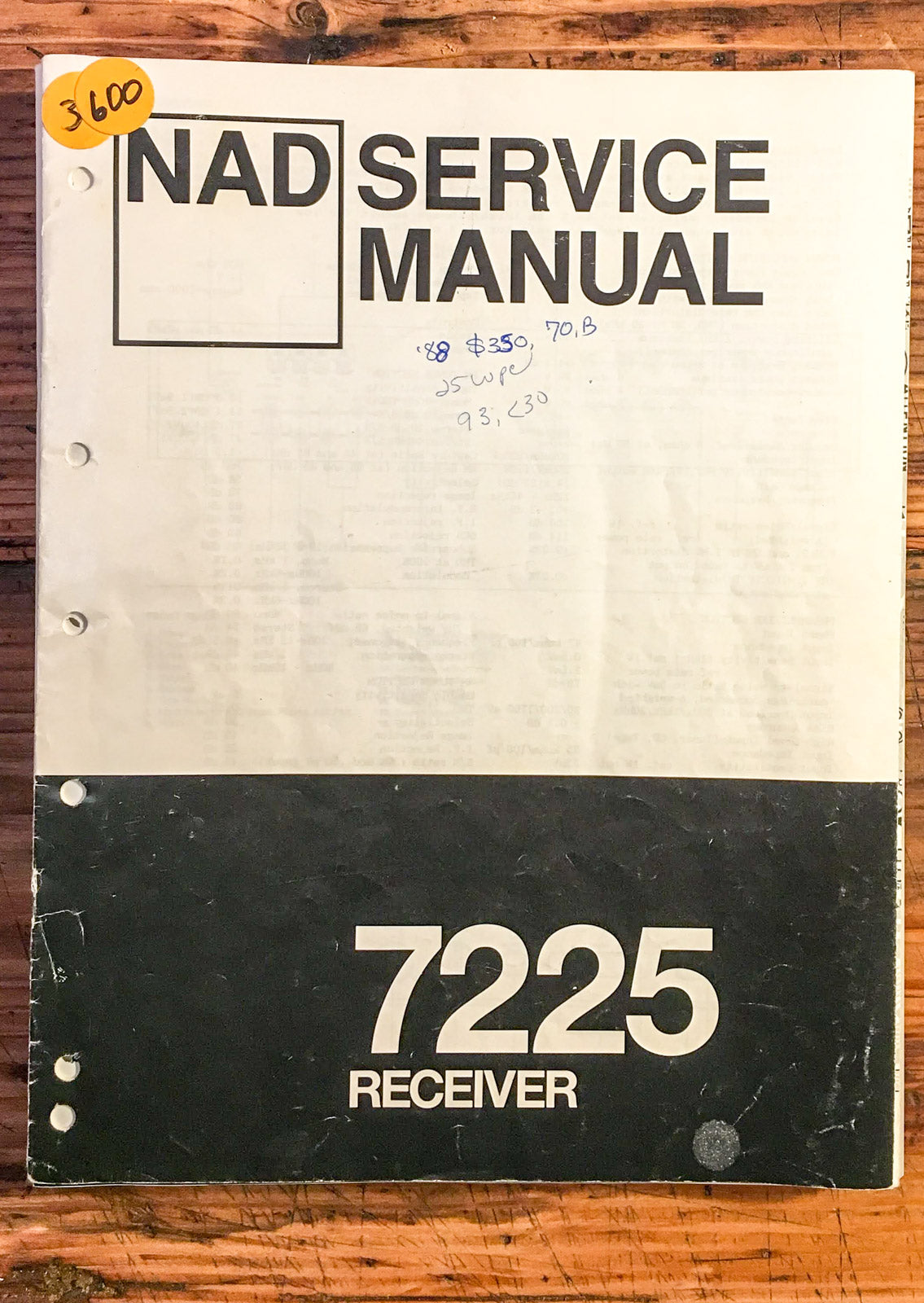 NAD Model 7225 Receiver  Service Manual *Original*