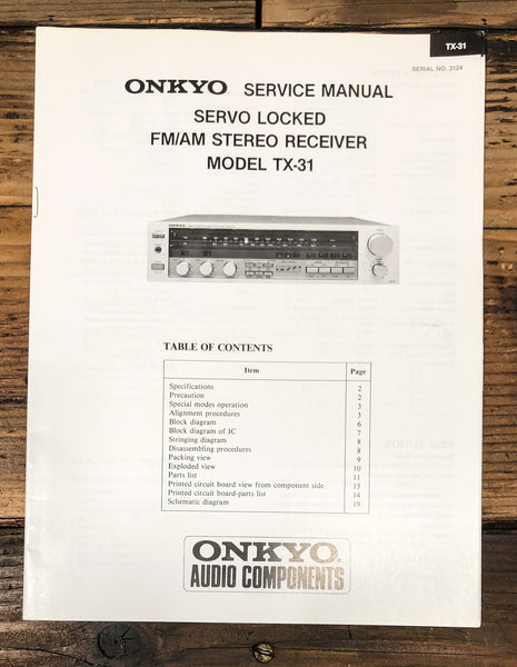 Onkyo TX-31 Receiver Service Manual *Original*