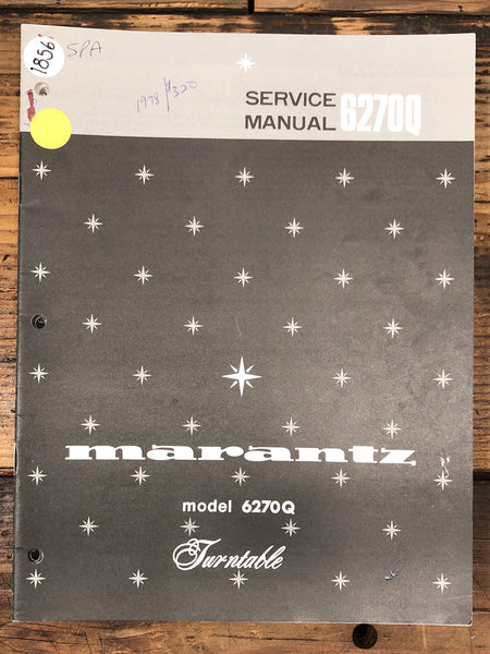 Marantz Model 6270Q Record Player / Turntable Service Manual *Original*