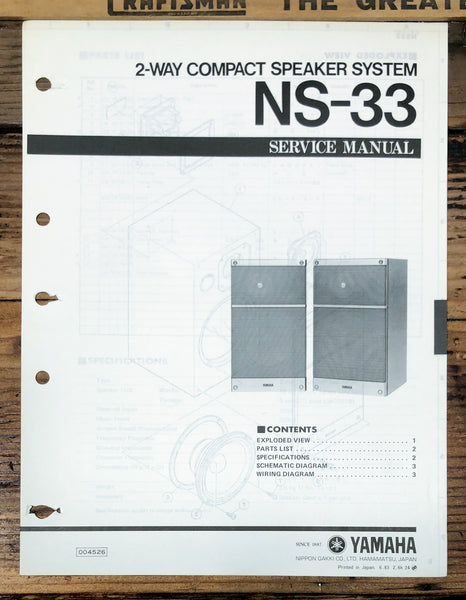 Yamaha NS-33 Speaker  Service Manual *Original*