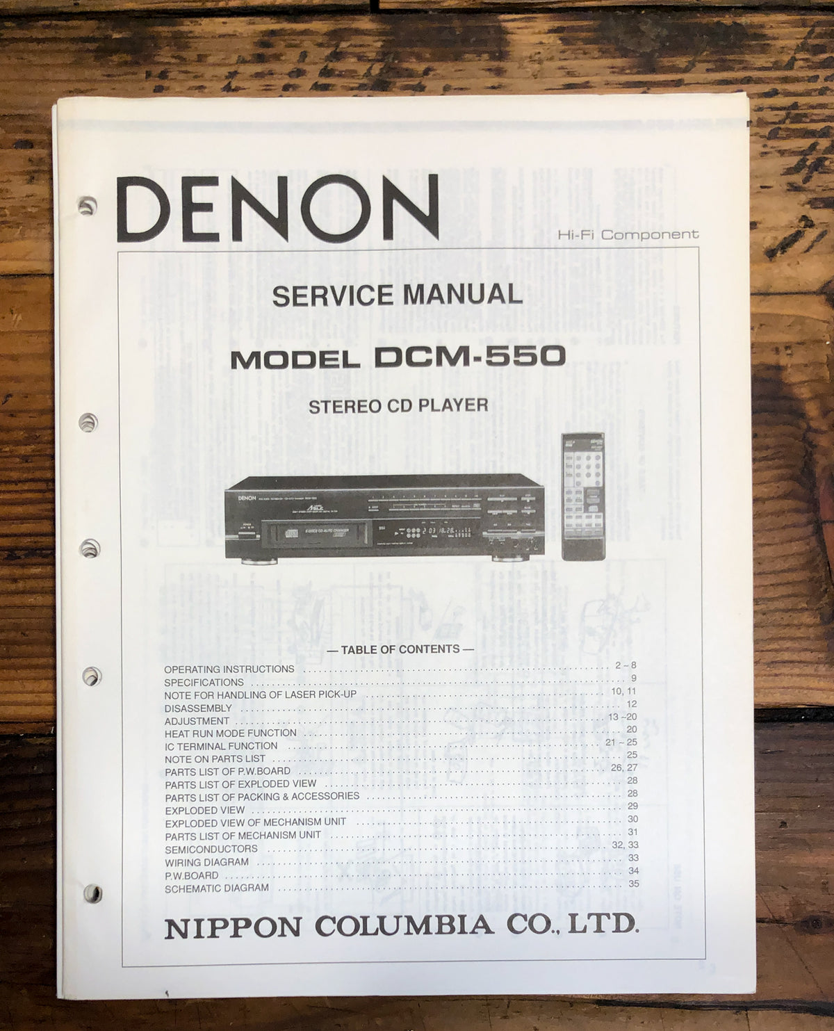 Denon DCM-550 CD PLAYER Service Manual *Original*
