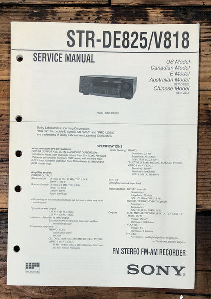 Sony STR-DE825 STR-V818 Receiver  Service Manual *Original*