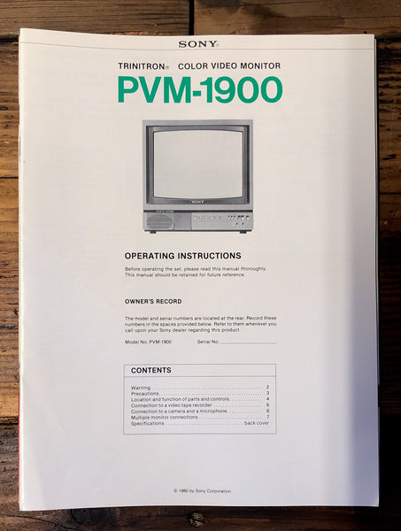 Sony PVM-1900 Monitor 2 Owner / User Manual *Original*