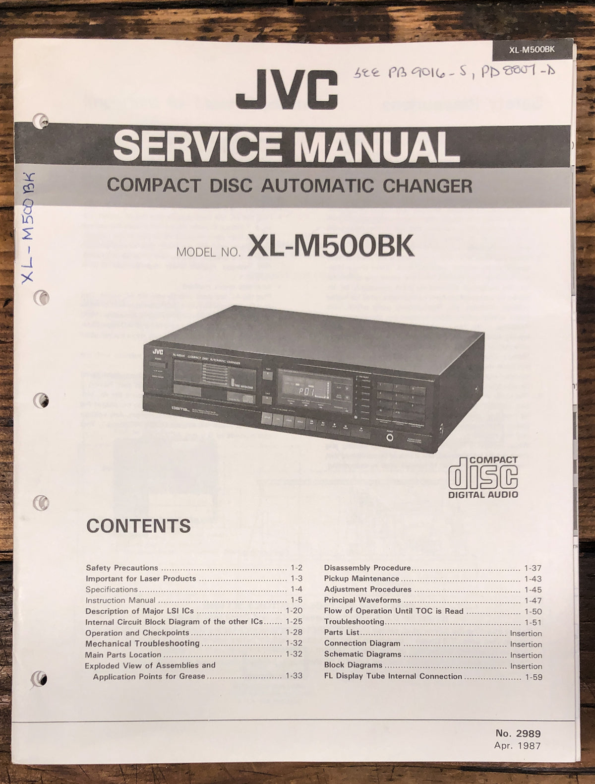 JVC XL-M500 BK CD Player  Service Manual *Original*