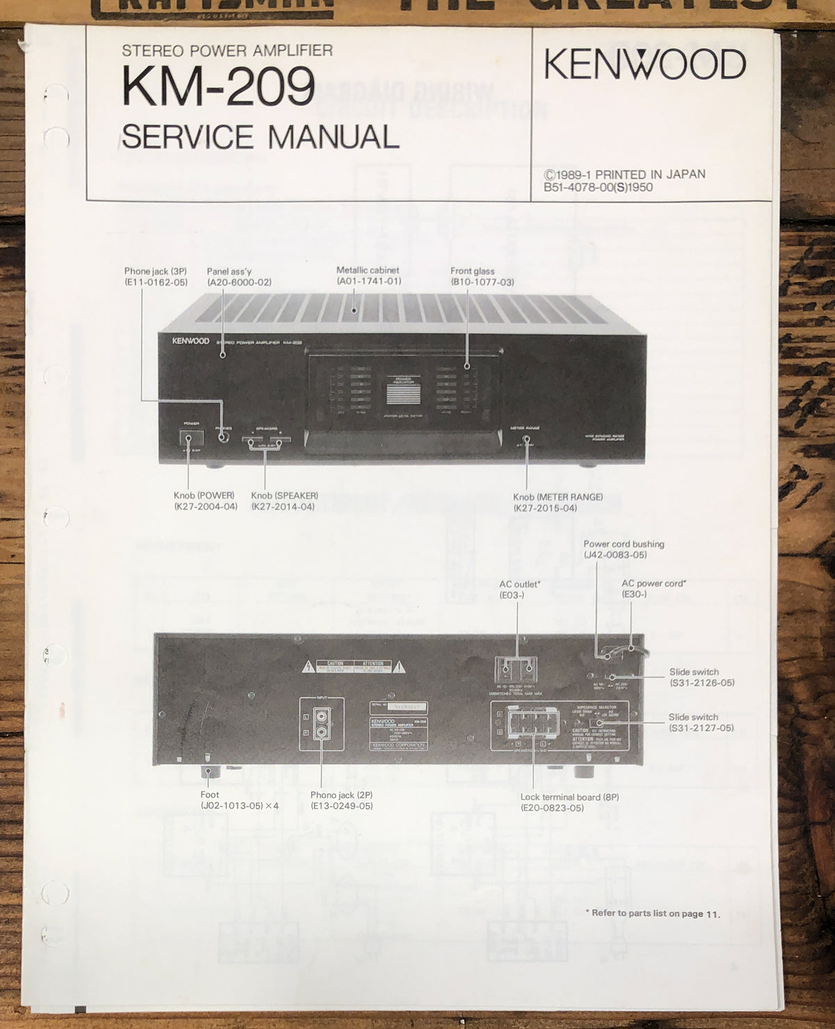 Kenwood KM-209 Amplifier  Service Manual *Original*
