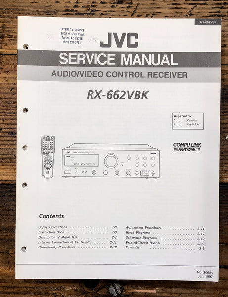 JVC RX-662 Receiver  Service Manual *Original*