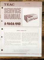 Teac A-440 A-460 Cassette Service Manual *Original*