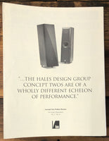 Hales Audio Concept 2  Speaker Product Reviews Dealer Brochure *Orig*