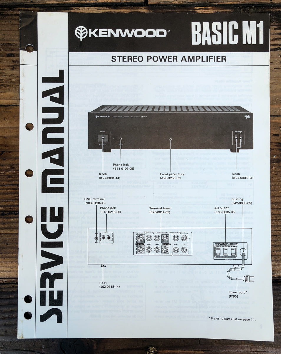 Kenwood BASIC M1 Amplifier Service Manual *Original*