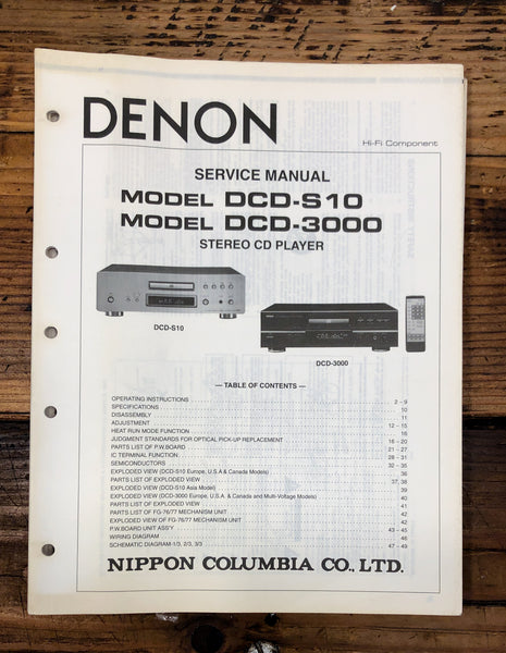 Denon DCD-S10 DCD-3000 CD Player  Service Manual *Original*