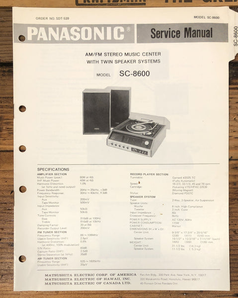 Panasonic SC-8600 Stereo Service Manual *Original*