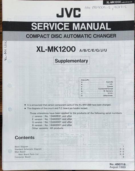 JVC XL-MK1200 CD Changer Supp Service Manual *Original*