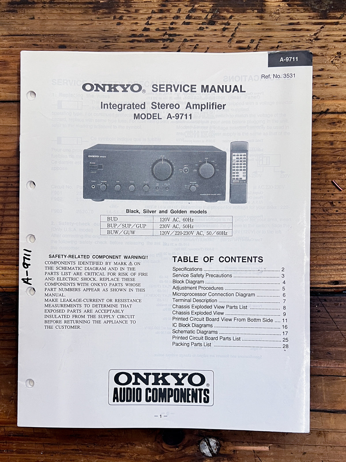 Sony A-9711 Amplifier  Service Manual *Original*