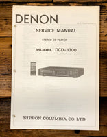 Denon DCD-1300 CD Player  Service Manual *Original*