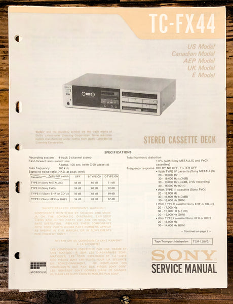 Sony TC-FX44 Cassette Service Manual *Original*