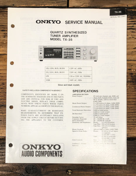 Onkyo TX-35 Receiver Service Manual *Original*