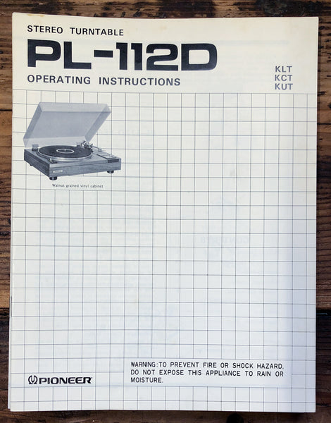 Pioneer PL-112D Record Player / Turntable  Owner / User Manual *Original*