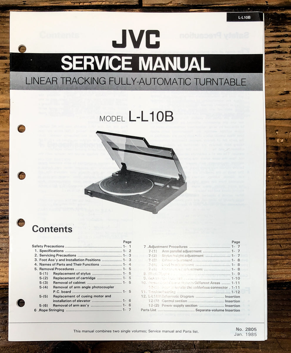JVC L-L10B Record Player / Turntable Service Manual *Original*