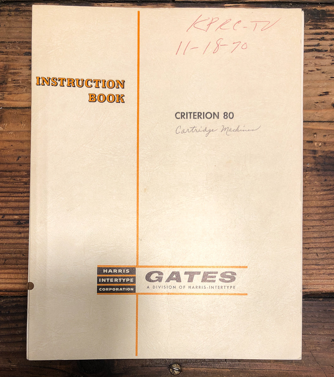 Gates Criterion 80 Cartridge Player Owners / User Manual *Original*