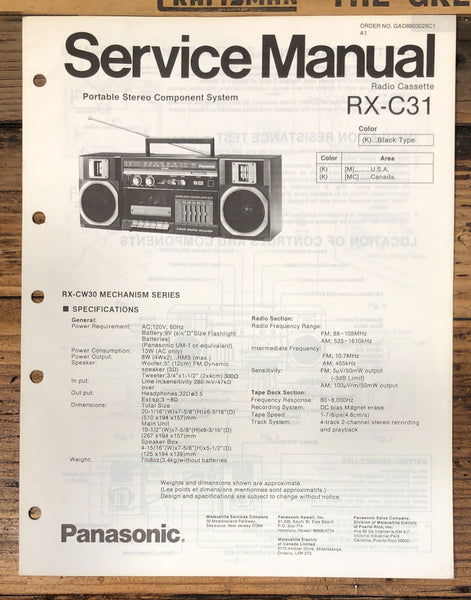 Technics RX-C31 Portable Stereo Service Manual *Original*