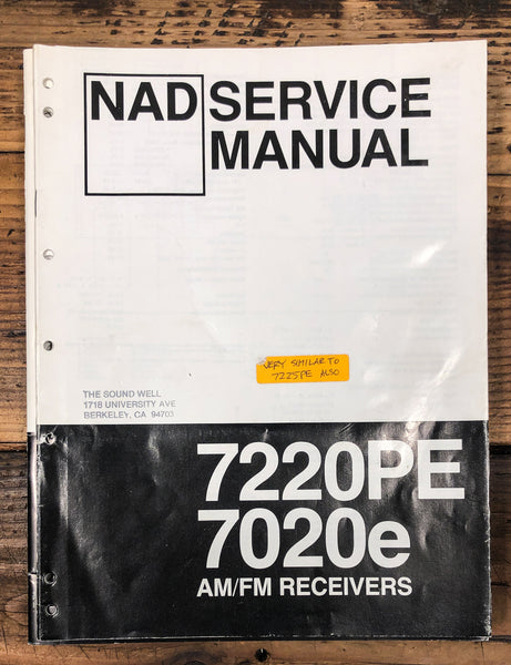 NAD Model 7020E 7220PE Receiver  Service Manual *Original*