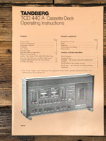 Tandberg Model TCD 440A Cassette Owners / User Manual *Original*