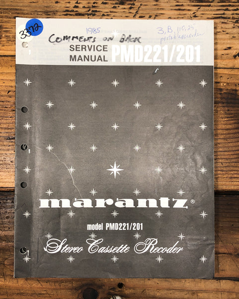 Marantz PMD-221 PMD-201 Cassette Service Manual *Original*