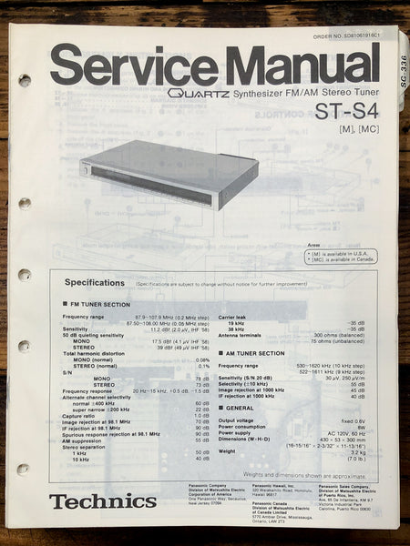 Technics ST-S4 Tuner  Service Manual *Original*