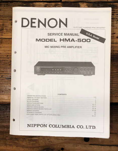 Denon HMA-500 Mic Mixer  Service Manual *Original*